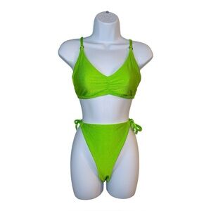 Aerie Shine Rib String Cheeky Bikini Set XL NWT $64 MSRP